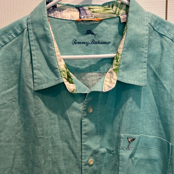 Tommy Bahama Men's 100% Linen Long Sleeve Shirt 3XLB‎ BIG Turquoise Martini - Picture 4 of 7